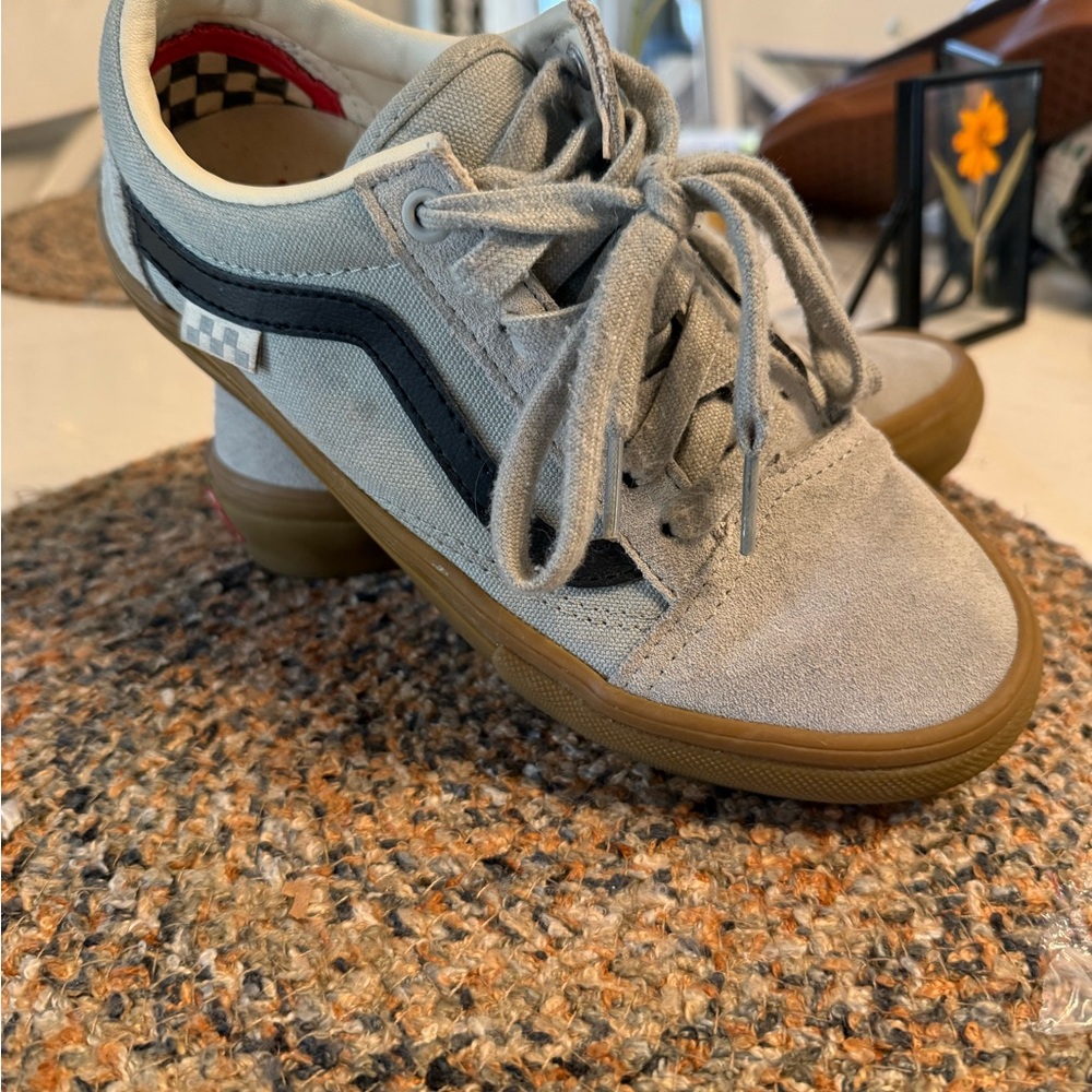 VANS Gray and Black Sneakers with Gum Sole